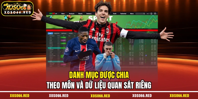 Danh mục được chia theo môn và dữ liệu quan sát riêng